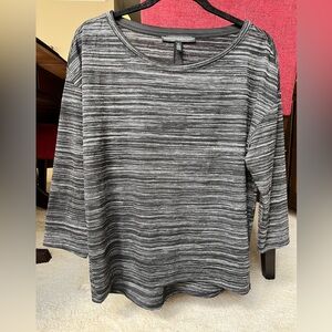 White House Black Market Boat Neck Tee with 3/4 length Sleeves, Black and White